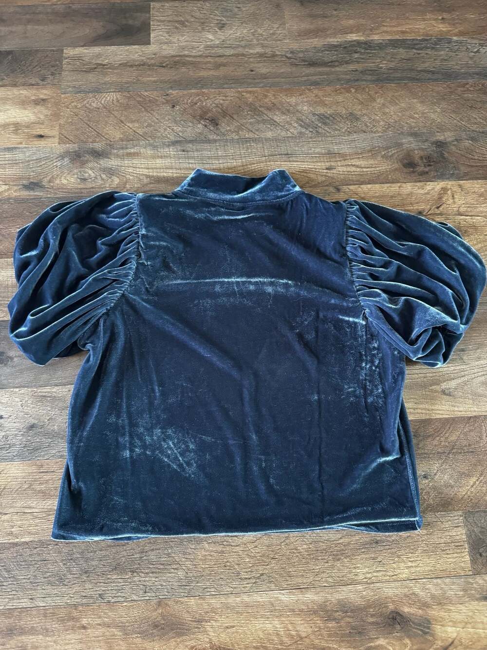 Free People Claudia Velvet Mock Neck Puff Sleeve Top